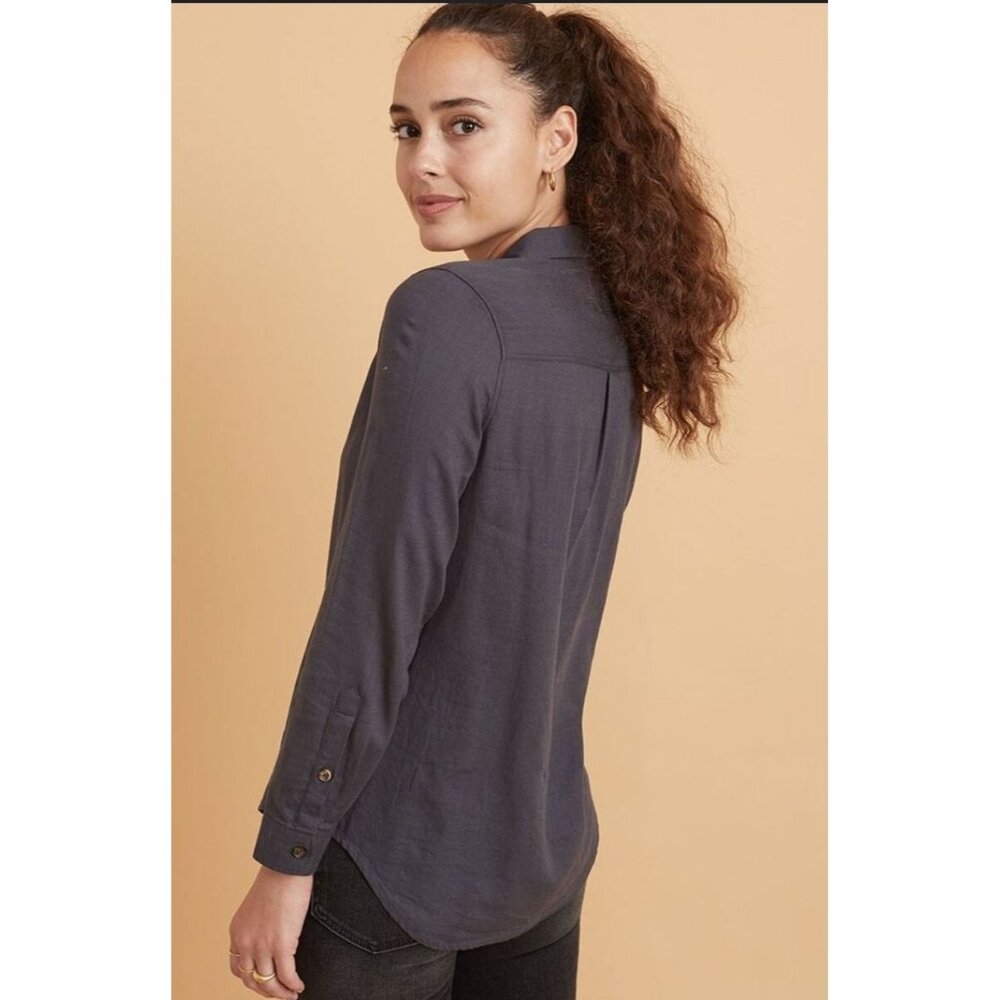 Marine Layer Aria LS Relaxed Embroidered Shirt faded black sz medium button down - Picture 3 of 16